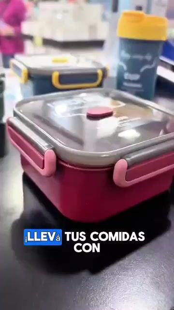 Video de Taper Hermetico Cuadrado Lonchera Vianda Con Vaso Y Cuchara