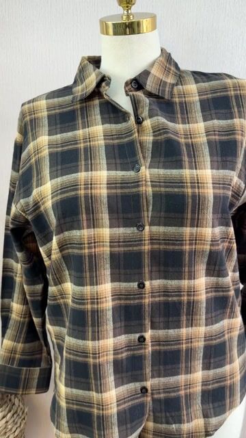 Video de Camisa Boho xadrez/Algodão Cod:50555