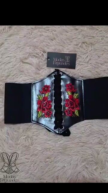 Video de Cinto Largo Corset Bordado Festa Fantasia Elástico CouroPu