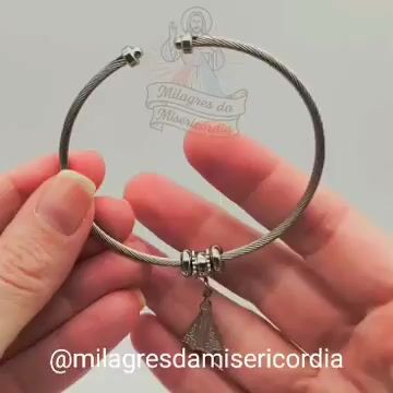 Video de Bracelete Prateado Nossa Senhora Aparecida - regulável -INOX