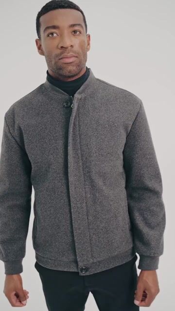 Video de Jaqueta K&J Black Bomber Cool Wool Cinza Mescla