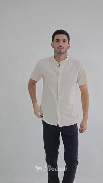 Video de Camisa cuello mao manga corta BERGEN beige