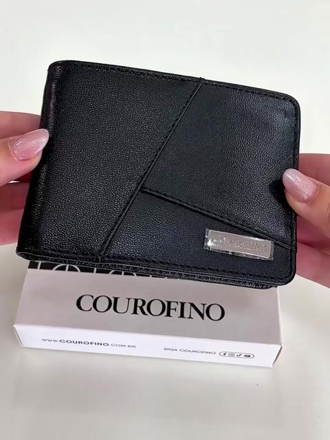 Vídeo de Carteira masculina Couro Fino tradicional aberta (preto)
