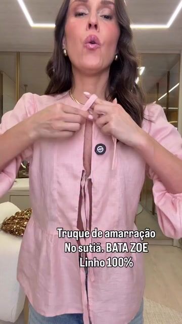 Vídeo de Bata Feminina Zoe Linho 100% Rosa Chá