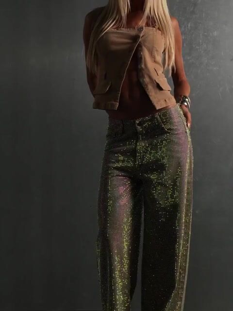 Vídeo de Calça Jeans Pantalona All Shine Pedraria Premium