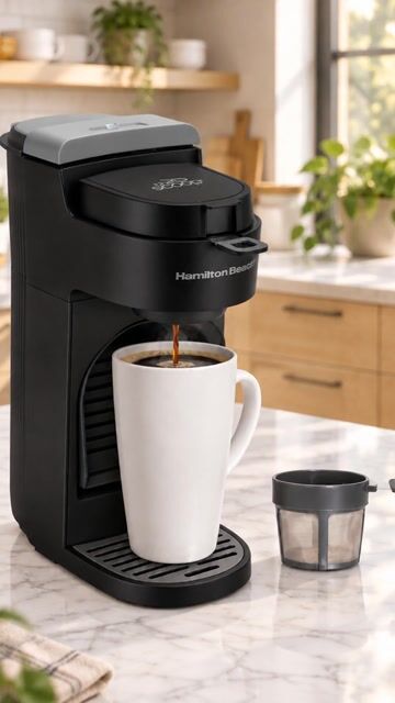 Video de Cafetera de Una Taza Scoop Negra