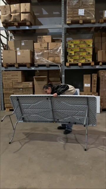 Video de Mesa Plegable Rectangular Blanca 180cm