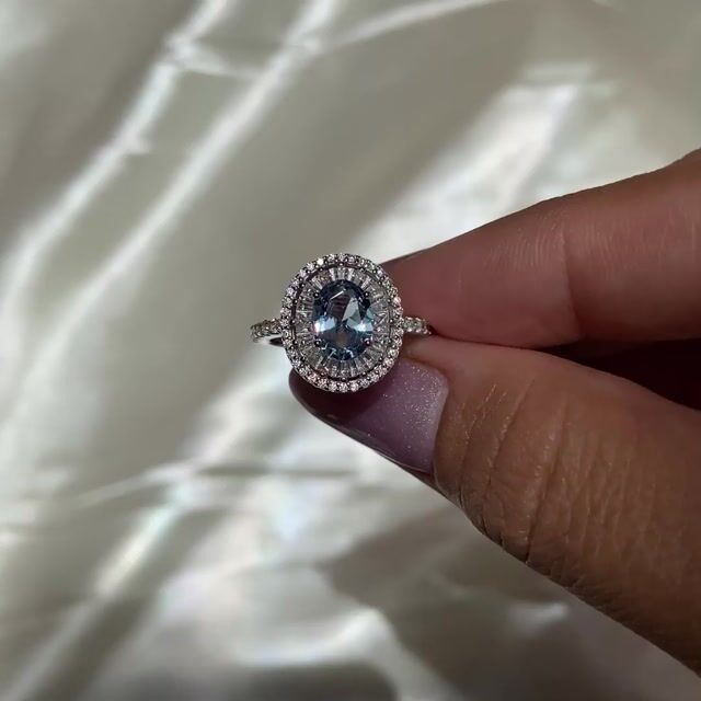 Video de Anel Olivia · Prata 925 · Azul · Solitário · Halo · Maxi
