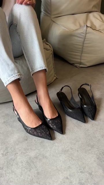 Vídeo de Slingback Aline - Renda e Couro Preto