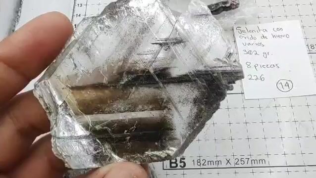 Video de 8 Piezas Selenita Translúcida con Óxido de Hierro | Inclusiones 302 g