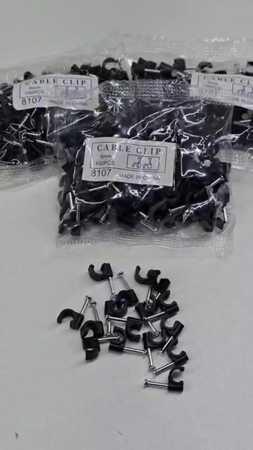 Vídeo de 100pcs Grampo Fixa Fio Cabo Coaxial Miguelao 5mm Preto