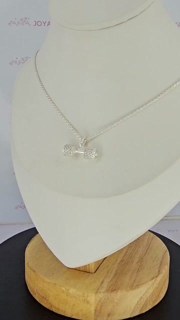 Video de Collar Plata 925 Pesa Mancuerna Con Piedras Dama Mcs - C2334
