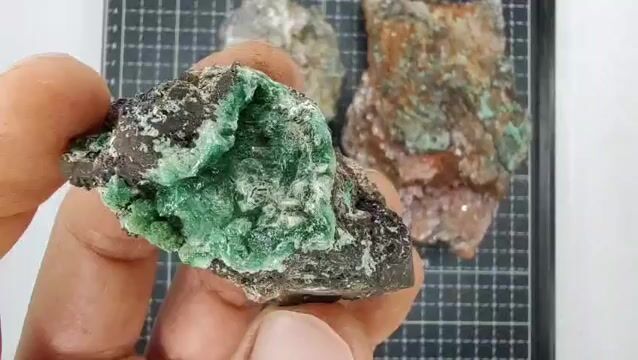 Video de 907 gr Conicalcita y Rosasita Cristalizada (4 Piezas) - Mineral de Colección