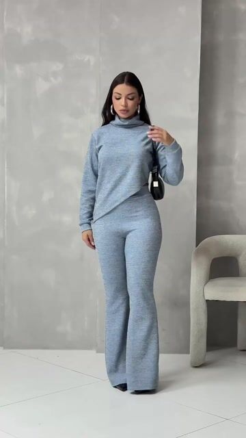Video de Conjunto malha Ribana gola alta de inverno
