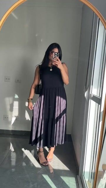 Vídeo de Vestido Mídi Longuete Longo Viscolycra Regata Nívea Preto