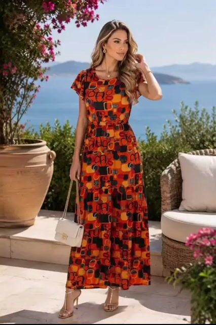 Vídeo de VESTIDO MALHA LONGO ESTAMPADO SOLMANA