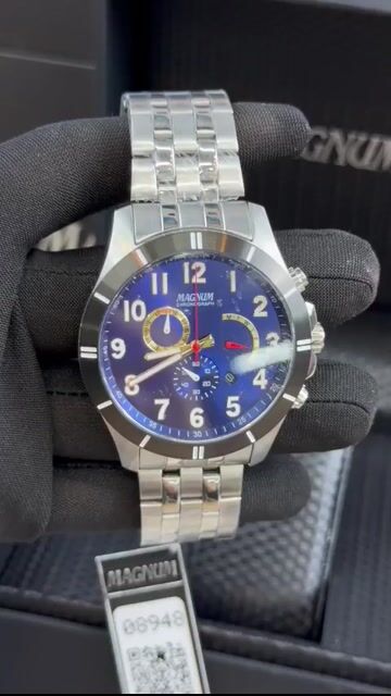Video de Magnum Chronograph MA35244F 44mm - Aço/Mostrador Azul