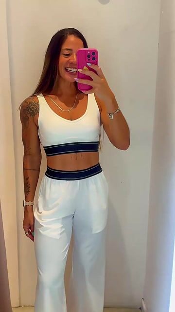 Vídeo de Conj Calça Pantalona Top Mônaco - Branco