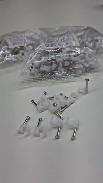 Vídeo de 1000pcs Grampo Fixa Fio Cabo Coaxial Miguelão 5mm Branco