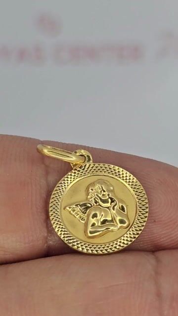 Video de Dije Ángel De La Guarda Oro 18k Facetado 13 Mm C2200