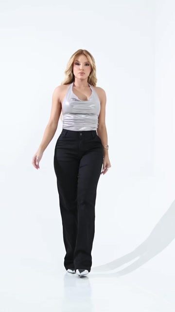 Video de Calca Feminina Wide Leg Black - 5097