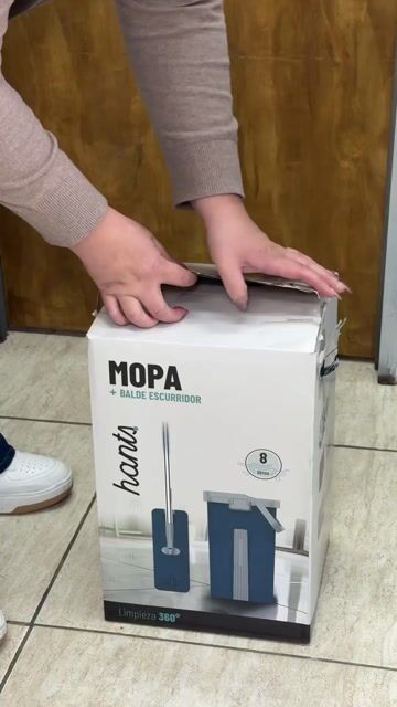 Video de Trapeador Lampazo Azul Balde Escurridor 2 Mopas Limpieza 360 Paños Plana