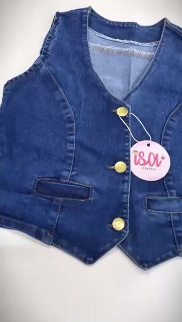 Vídeo de Colete de menina infantil jeans com lycra