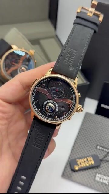 Video de Montblanc 44mm - AÇO ROSE/MOSTRADOR PRETO - COURO