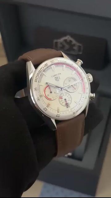 Video de TAG Heuer Porsche 40mm - AÇO/MOSTRADOR BRANCO - COURO