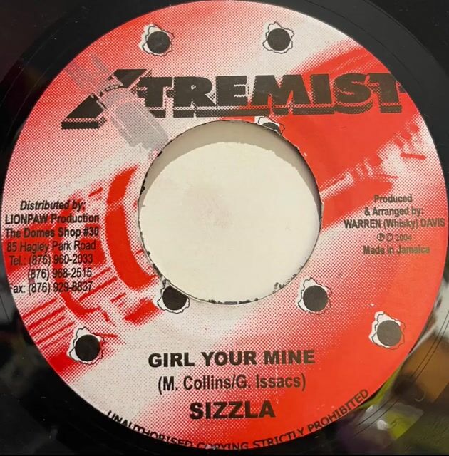 Video de 7” Sizzla - Girl Your Mine / Soon Forward Riddim (Xtremist) EX