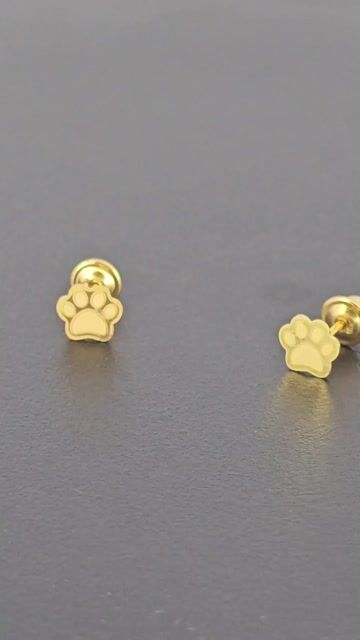 Video de Aros Oro 18k Huella Perro Gato 7x6 Mm Y 0.9 Gr C2208