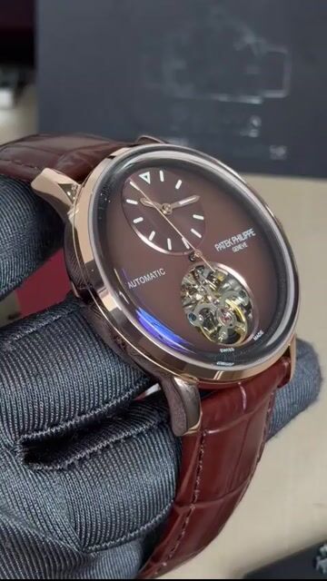 Video de Patek Philippe Open Heart 42mm - AÇO ROSE/MOSTRADOR MARROM - COURO