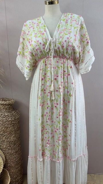 Video de Vestido longo boho com bordado Cod:810