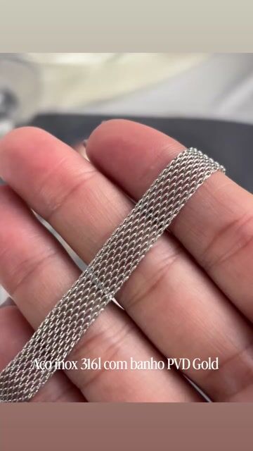 Video de Pulseira Malha 4 mm aço inox Gold/ Prata em aço inox unissex - (cópia)