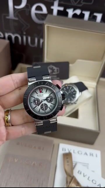 Video de Bvlgari Aluminium Chronograph 40mm - Aço/Mostrador Branco - SILICONE