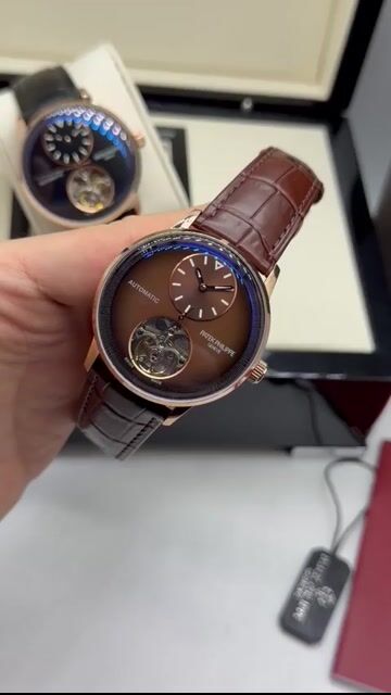 Video de Patek Philippe Tourbillon 42mm - AÇO ROSE/MOSTRADOR MARROM - COURO