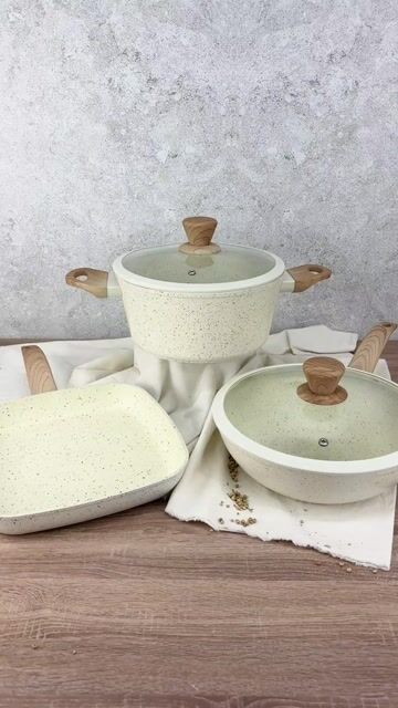 Video de Set X3 Cacerola Bifera Wok Carol Granito Crema Induccion