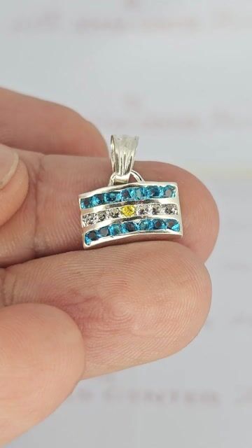 Video de Dije Plata 925 Bandera Argentina Con Piedras Dvs - C2346
