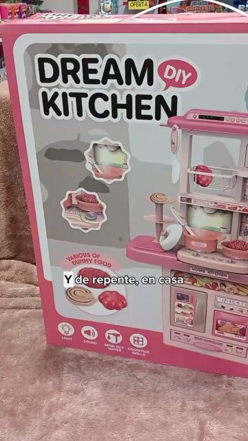 Video de Cocina Infantil Rosa Con Luz Sonido Y Vapor Con Accesorios