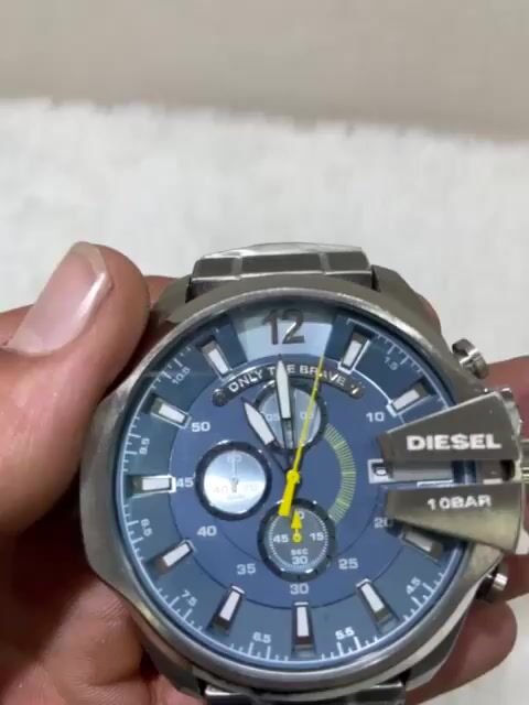 Vídeo de Mega Chief Prata Azul Amarelo Linha Premium Cronógrafo