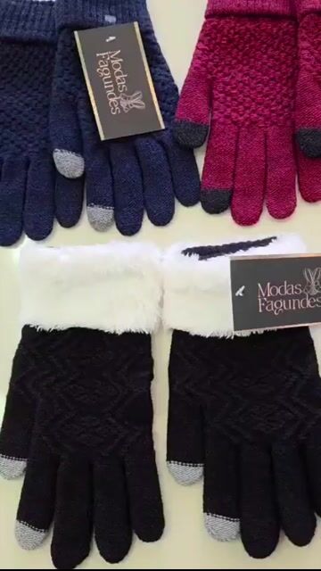 Video de Luvas Inverno Touch Screen Toque Celular Frio Vento Feminina