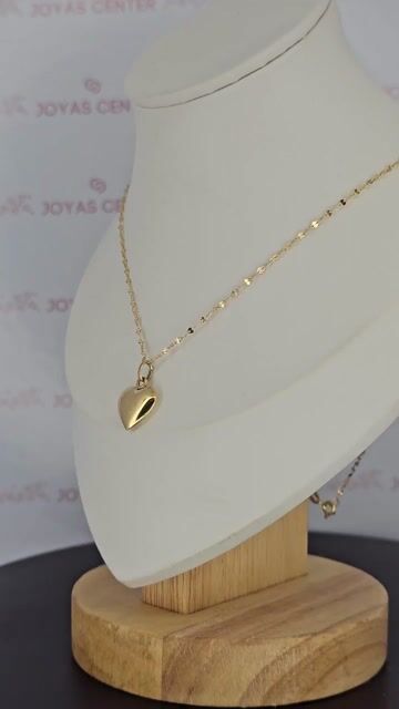 Video de Collar Espejito Y Corazon Inflado Oro 18k 2.3 Gr 45 Cm C2244