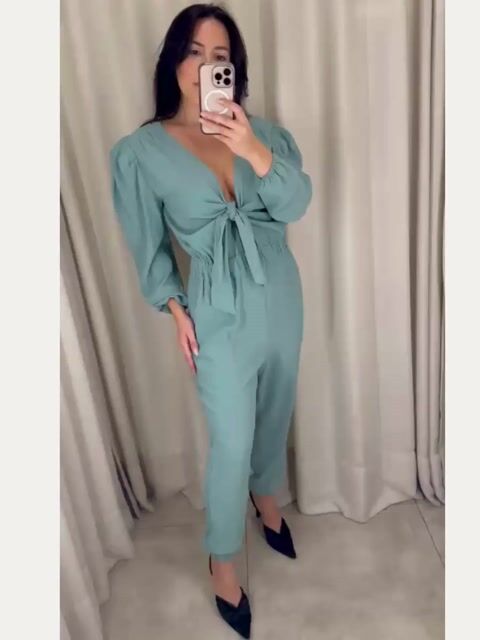 Video de Macacão Renata Campos (NOVO) - Verde Água - Tam M