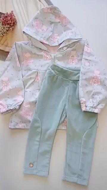 Vídeo de Conjunto Menina Tecido/Plush Doçura Verde 2Pçs- Sonho Mágico