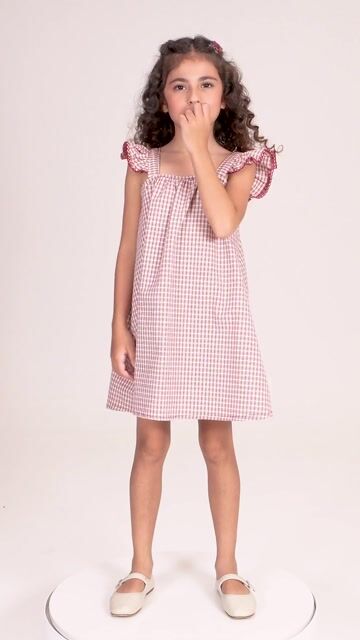 Vídeo de Vestido Infantil Xadrez Vermelho Chili