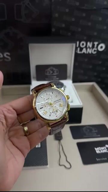 Video de Montblanc 44mm - AÇO DOURADO/MOSTRADOR BRANCO - COURO