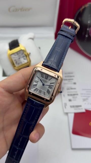 Video de Cartier Santos Dumont 35mm - AÇO ROSE/MOSTRADOR BRANCO - COURO