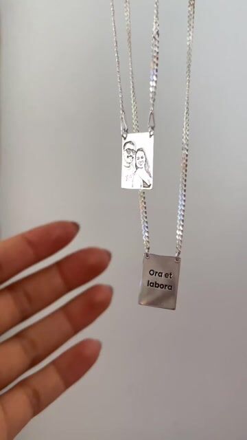 Video de Escapulário (M) Personalizado com foto Retangular Prata 925