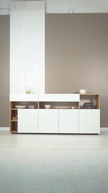 Video de Aparador Mueble Vajillero con Cajón de 180cm Natural y Blanco
