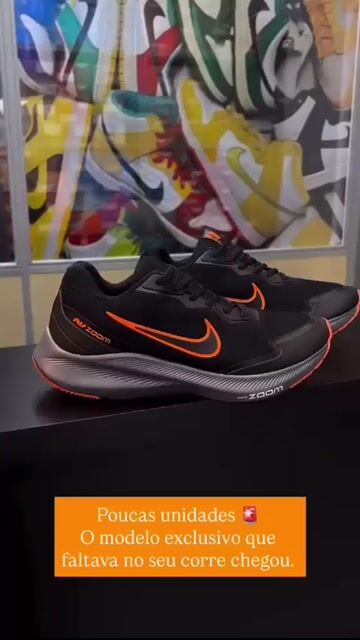 Vídeo de Tênis Esportivo Air Zoom 04 - Preto/Laranja solado em Eva - Super Leve - (cópia)